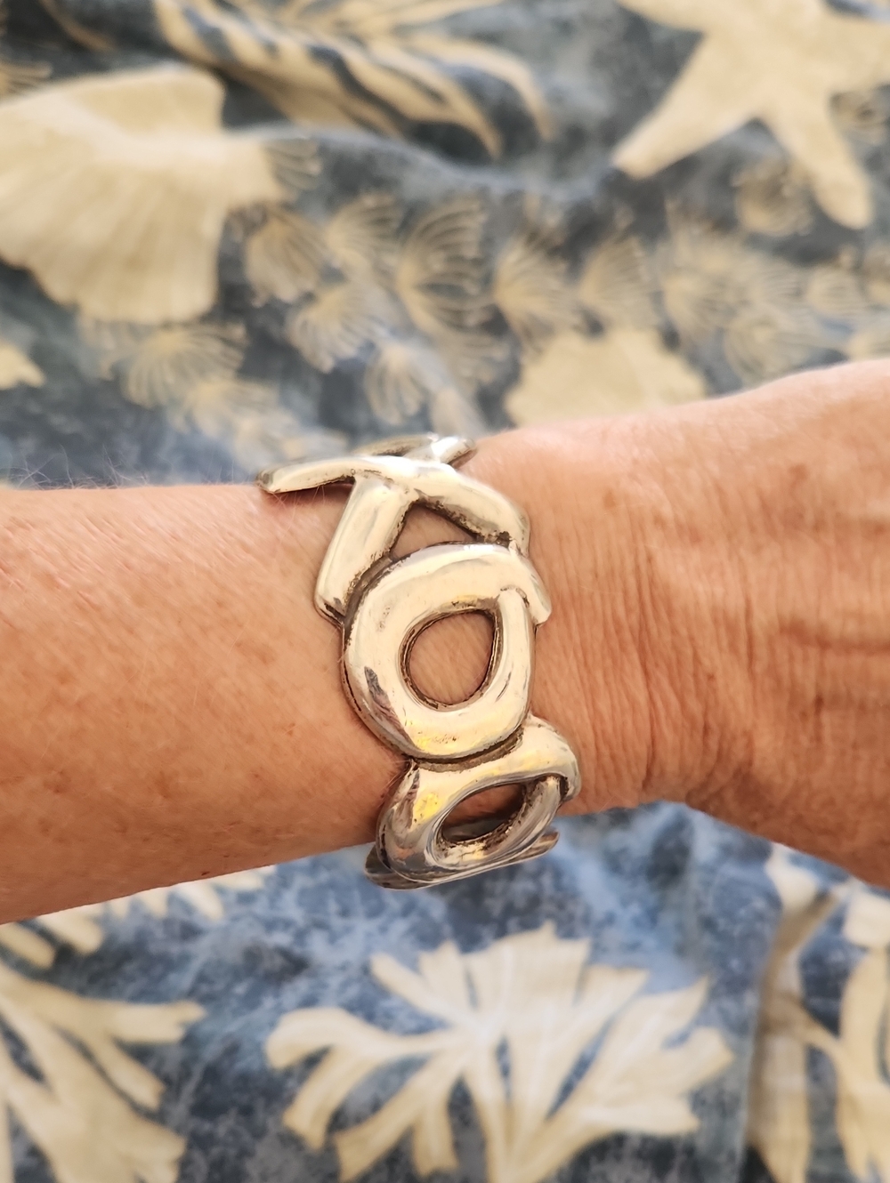 Taxco 925 Chunky Silver Link Cuff Bracelet XOXOXO